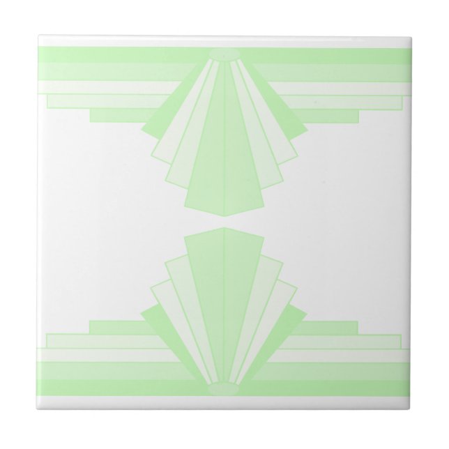 Art Deco Pattern in Pastel Green Ceramic Tile (Front)