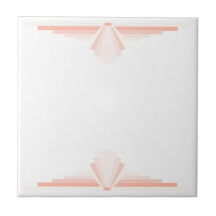 Art Deco Pattern in Pastel Peach Ceramic Tile