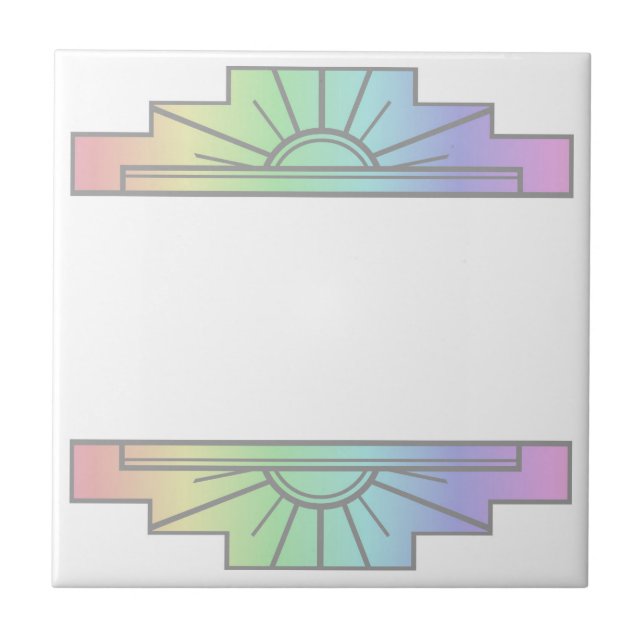 Art Deco Pattern in Pastels Ceramic Tile (Front)