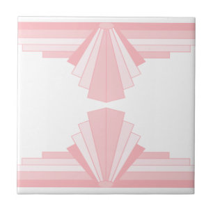 Art Deco Pattern in Peach Ceramic Tile