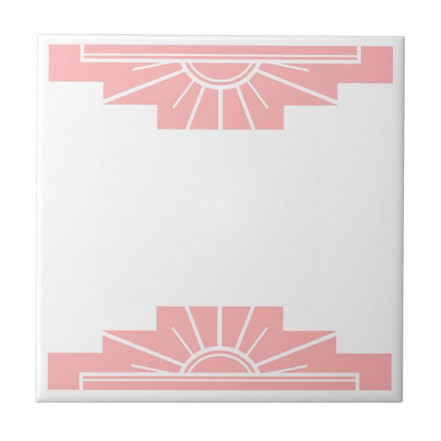 Art Deco Pattern in Peach Ceramic Tile (Front)