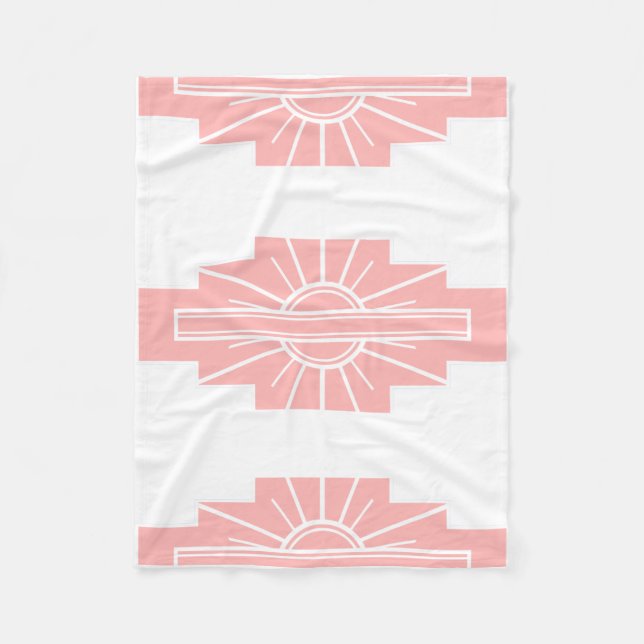 Art Deco Pattern in Peach Fleece Blanket (Front)