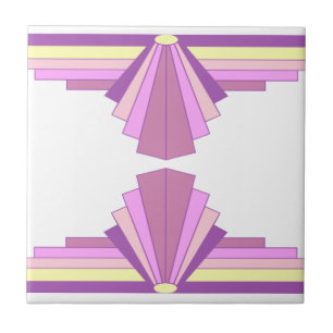Art Deco Pattern in Pink & Purple Ceramic Tile