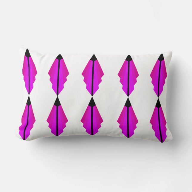 Art Deco Pattern in Pinks Lumbar Cushion (Front)