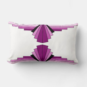 Art Deco Pattern in Pinks Lumbar Cushion