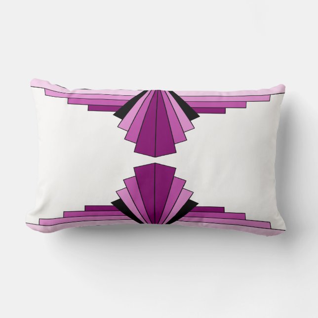 Art Deco Pattern in Pinks Lumbar Cushion (Front)