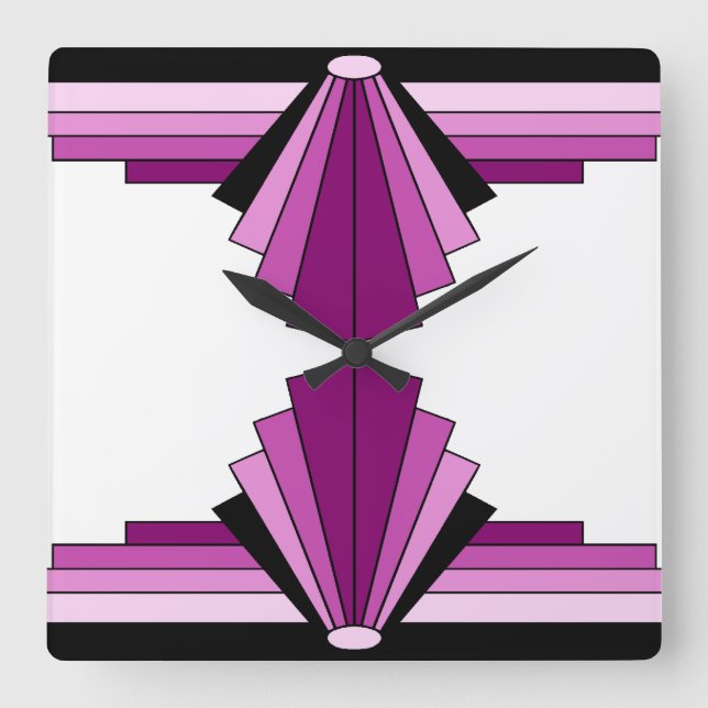 Art Deco Pattern in Pinks Square Wall Clock (Front)