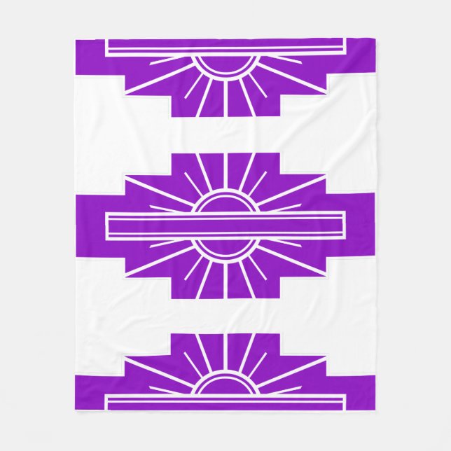 Art Deco Pattern in Purple Fleece Blanket (Front)