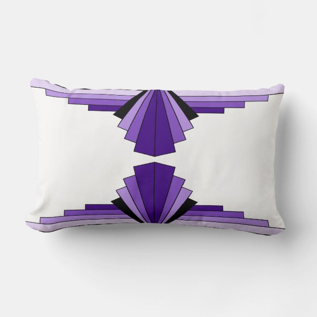 Art Deco Pattern in Purples Lumbar Cushion (Front)