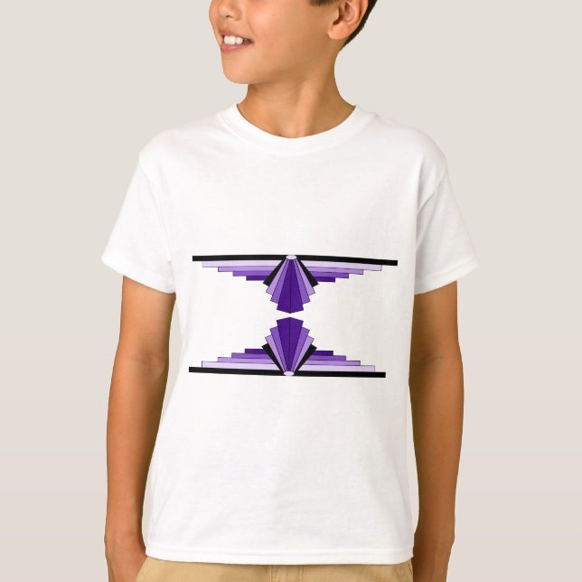 Art Deco Pattern in Purples T-Shirt (Front)