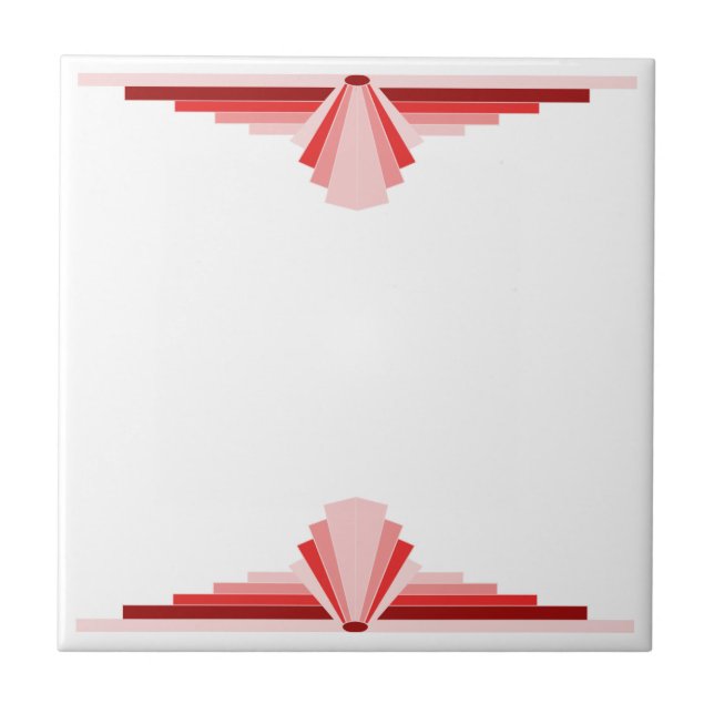Art Deco Pattern in Red Ceramic Tile (Front)