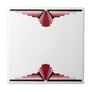 Art Deco Pattern in Red Ceramic Tile