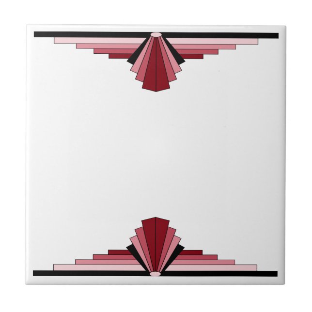 Art Deco Pattern in Red Ceramic Tile (Front)