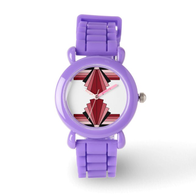 Art Deco Pattern in Reds Watch (Front)