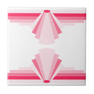 Art Deco Pattern in Rose Pink Ceramic Tile