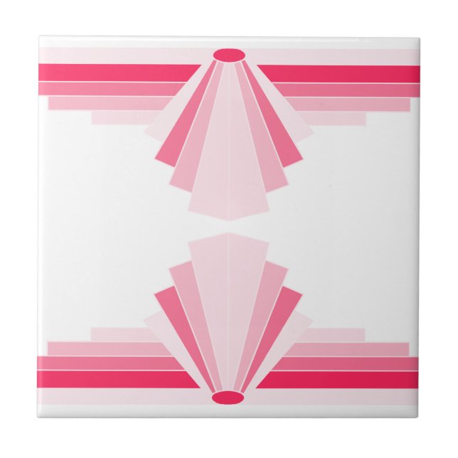 Art Deco Pattern in Rose Pink Ceramic Tile (Front)