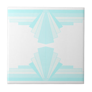 Art Deco Pattern in Soft Teal Ceramic Tile