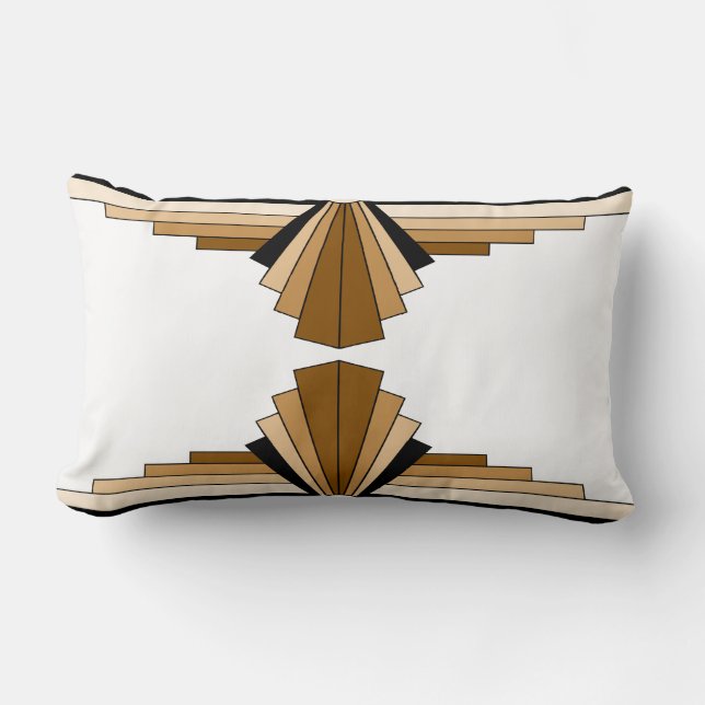 Art Deco Pattern in Tans, Browns and Black Lumbar  Cushion (Front)