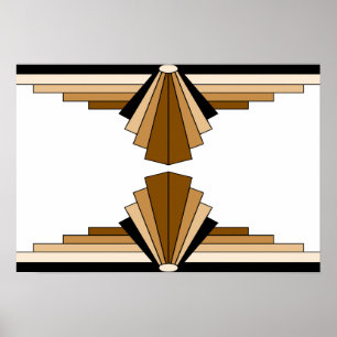 Art Deco Pattern in Tans / Browns Poster