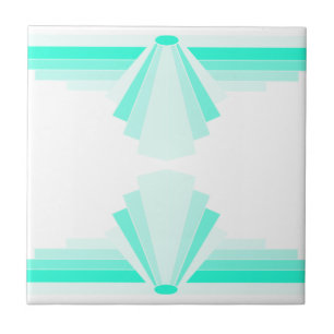 Art Deco Pattern in Teal Ceramic Tile
