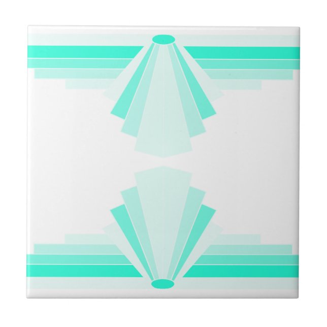 Art Deco Pattern in Teal Ceramic Tile (Front)