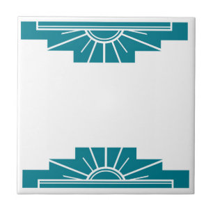 Art Deco Pattern in Teal Ceramic Tile