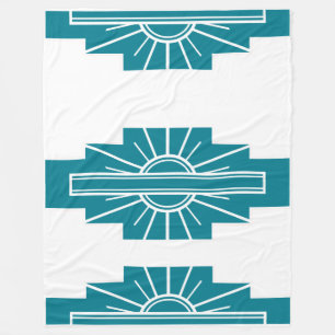 Art Deco Pattern in Teal Fleece Blanket