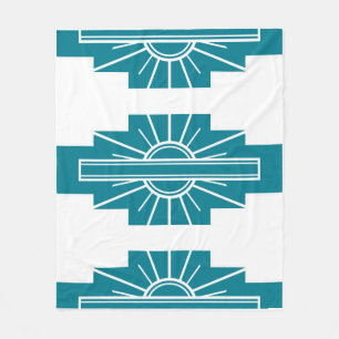 Art Deco Pattern in Teal Fleece Blanket