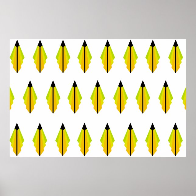 Art Deco Pattern in Yellow and Lime Poster (Front)