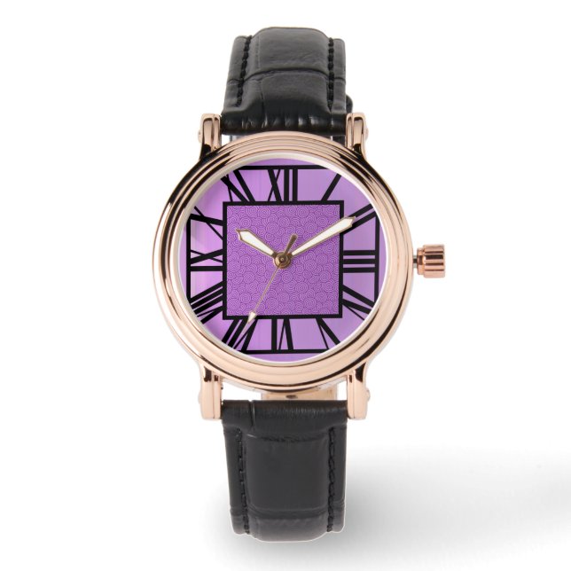 Art Deco Pattern, lavender metallic Watch (Front)
