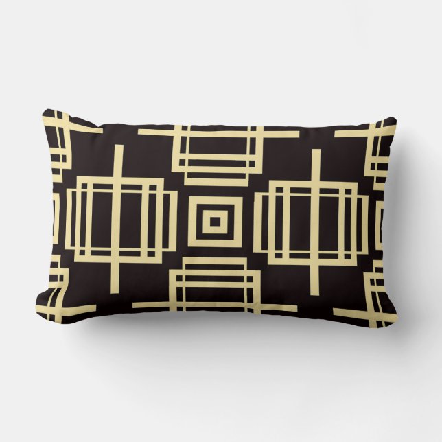 Art Deco Pattern Minimalistic Geometric Design Lumbar Cushion (Front)