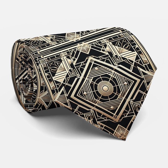 Art Deco Pattern Neck Tie (Rolled)