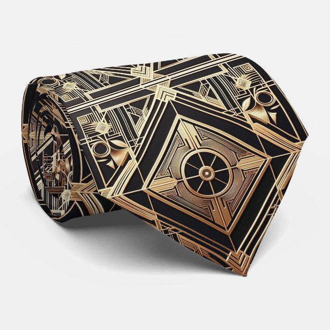 Art Deco Pattern Neck Tie (Rolled)