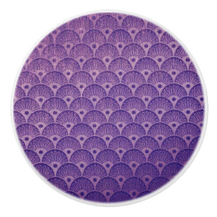 Art deco pattern,Purple fan pattern, belle époque, Ceramic Knob