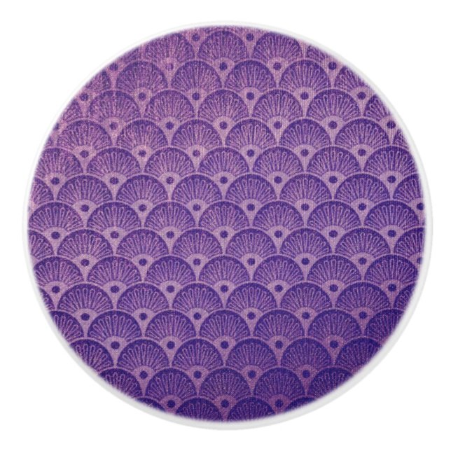 Art deco pattern,Purple fan pattern, belle époque, Ceramic Knob (Front)