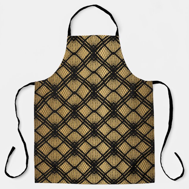 Art Deco Pattern. Seamless black and gold backgrou Apron (Front)