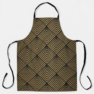 Art Deco Pattern. Seamless black and gold backgrou Apron