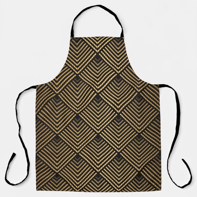 Art Deco Pattern. Seamless black and gold backgrou Apron (Front)