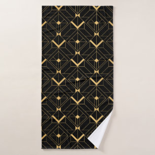 Art Deco Pattern. Seamless black and gold backgrou Bath Towel