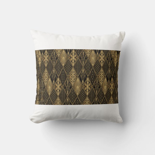 Art Deco Pattern. Seamless black and gold backgrou Cushion (Front)