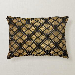 Art Deco Pattern. Seamless black and gold backgrou Decorative Cushion