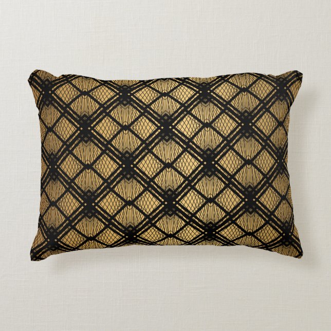 Art Deco Pattern. Seamless black and gold backgrou Decorative Cushion (Front)