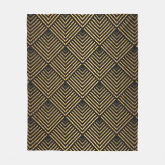 Art Deco Pattern. Seamless black and gold backgrou Fleece Blanket