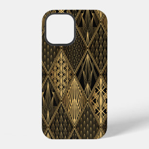 Art Deco Pattern. Seamless black and gold backgrou iPhone 12 Case