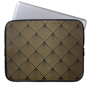 Art Deco Pattern. Seamless black and gold backgrou Laptop Sleeve