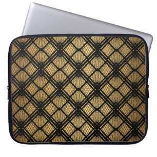 Art Deco Pattern. Seamless black and gold backgrou Laptop Sleeve