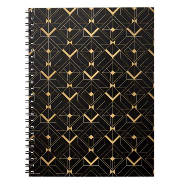 Art Deco Pattern. Seamless black and gold backgrou Notebook (Front)