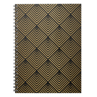 Art Deco Pattern. Seamless black and gold backgrou Notebook