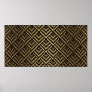 Art Deco Pattern. Seamless black and gold backgrou Poster