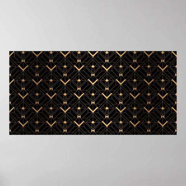 Art Deco Pattern. Seamless black and gold backgrou Poster (Front)